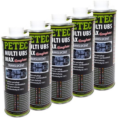 Petec 5x 1000 ml UBS Wachs Unterboden Schutz auf Wachsbasis Saugdose transparent