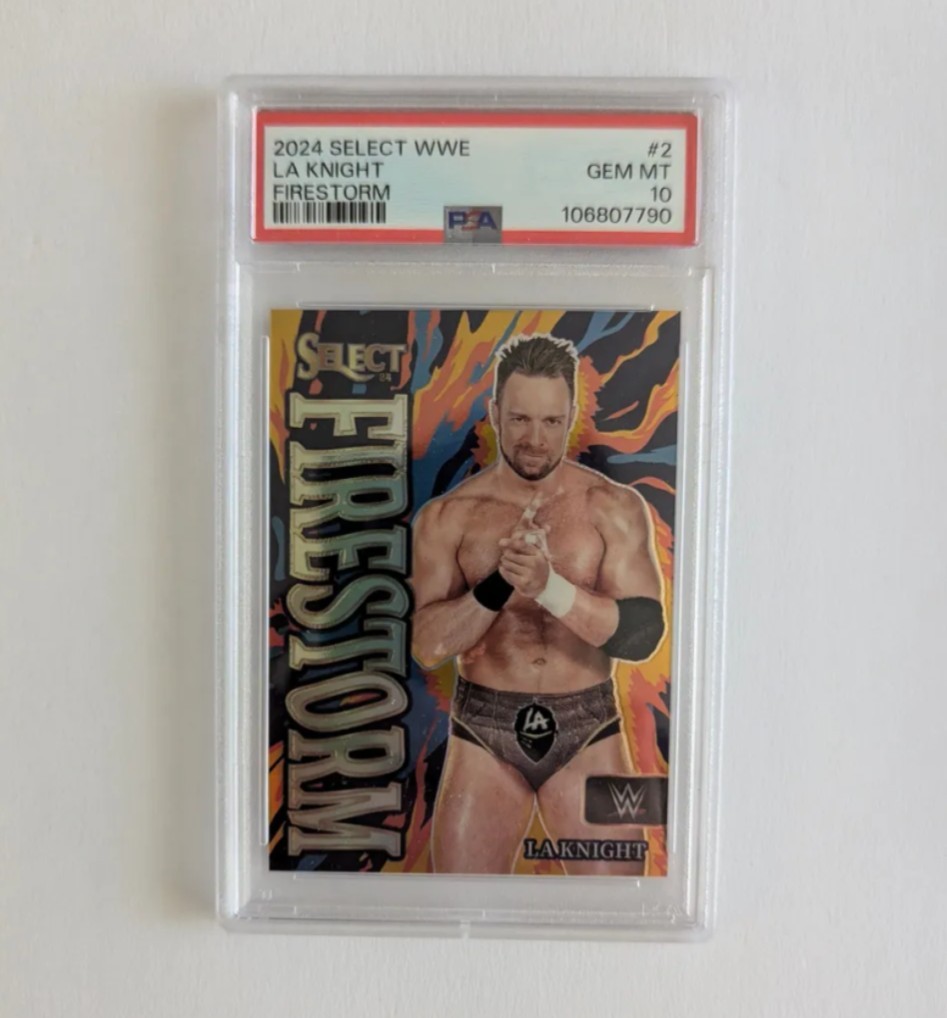 LA Knight Firestorm PSA 10 2024 WWE Panini Select