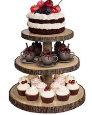 Wood Cupcake Stand, 3 Tier Cupcake Tower, Large Rustic Cake Display Holder
