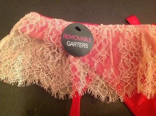 Marilyn Monroe Intimates Very Sexy Garter Thong Red/Gold Nude/Beige NWT $28 MLXL - Picture 4 of 13