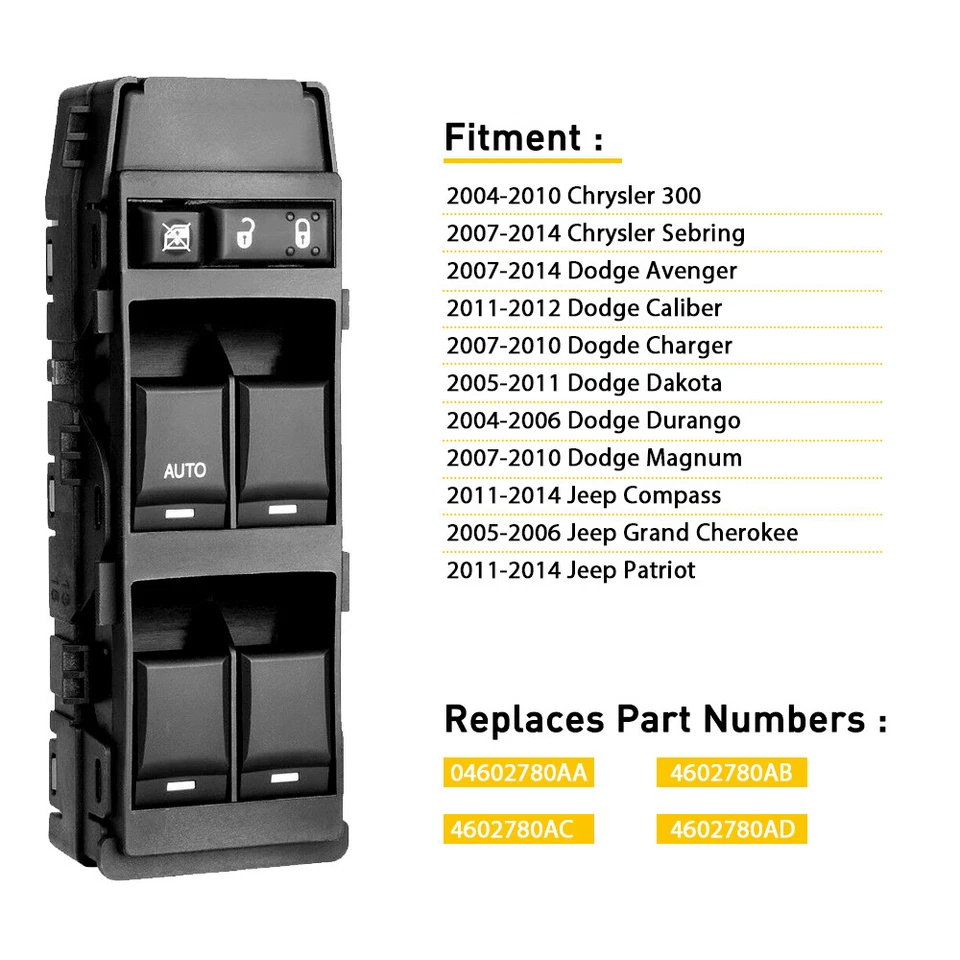 For 2007-2014 Dodge Avenger Caliber Door Window Switch Panel Control Driver Side - Image 3 of 4