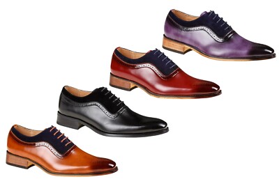 Gino Vitale Men's Lace Up Medallion Toe Dress Shoes | eBay