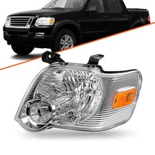 For 2006-2010 Ford Explorer Chrome Housing Amber Corner Driver Side Headlight
