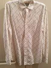 Men  s Banana Republic Dress shirt Sz L Lg 16-16.5 white Diagonal Checks