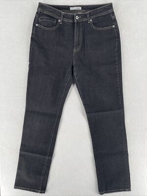 Chicos Platinum Mom Jeans Women Plus Size Black Cotton Straight Leg High  Rise