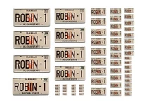 Assorted scale model movie TV car Magnum PI license plates tags 1/25 1/18