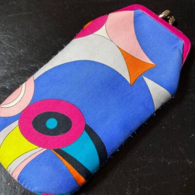 Emilio Pucci Pouch Clasp Glasses Case Pink Black Blue From Japan