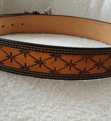Durango Mens Western Genuine Leather Austin Tooled Belt-Made In India-Sz 38-NWT - Picture 4 of 6