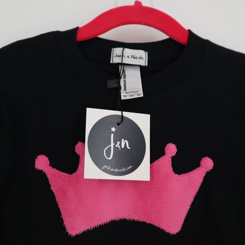 Jack & Nicole Crown Graphic Tee Girl S Black Cute Kawaii Casual Playful Bold NWT - Picture 5 of 7
