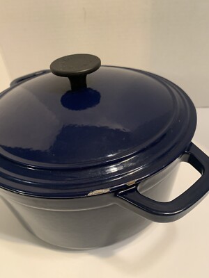 MARTHA STEWART Cast Iron Enameled Dutch Oven with Lid Navy 10