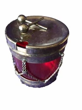 Vintage Viners International Silver Plated Red Drum Shaped Relish Condiment Jar