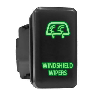 WINDSHIELD WIPERS Green Backlit Tall Push Button 1.54''x 0.83'' (Fit: Toyota)