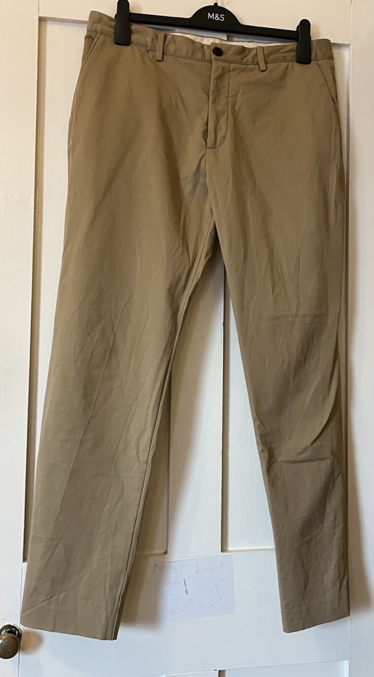 New Zara Stone Stretch Canvas High Waist Chino Jeans W36 L29.5