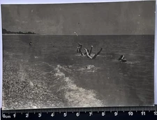 Shirtless Guys In the Sea Bare Feet Gay Interest Old Photo