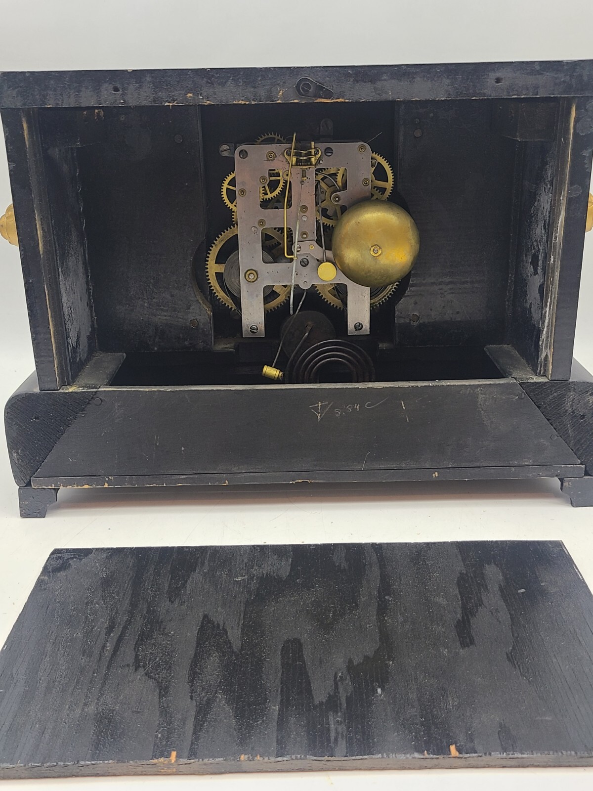 Antique Waterbury Mantle Clock Column Very Ornate Key beautiful condition Note eBay