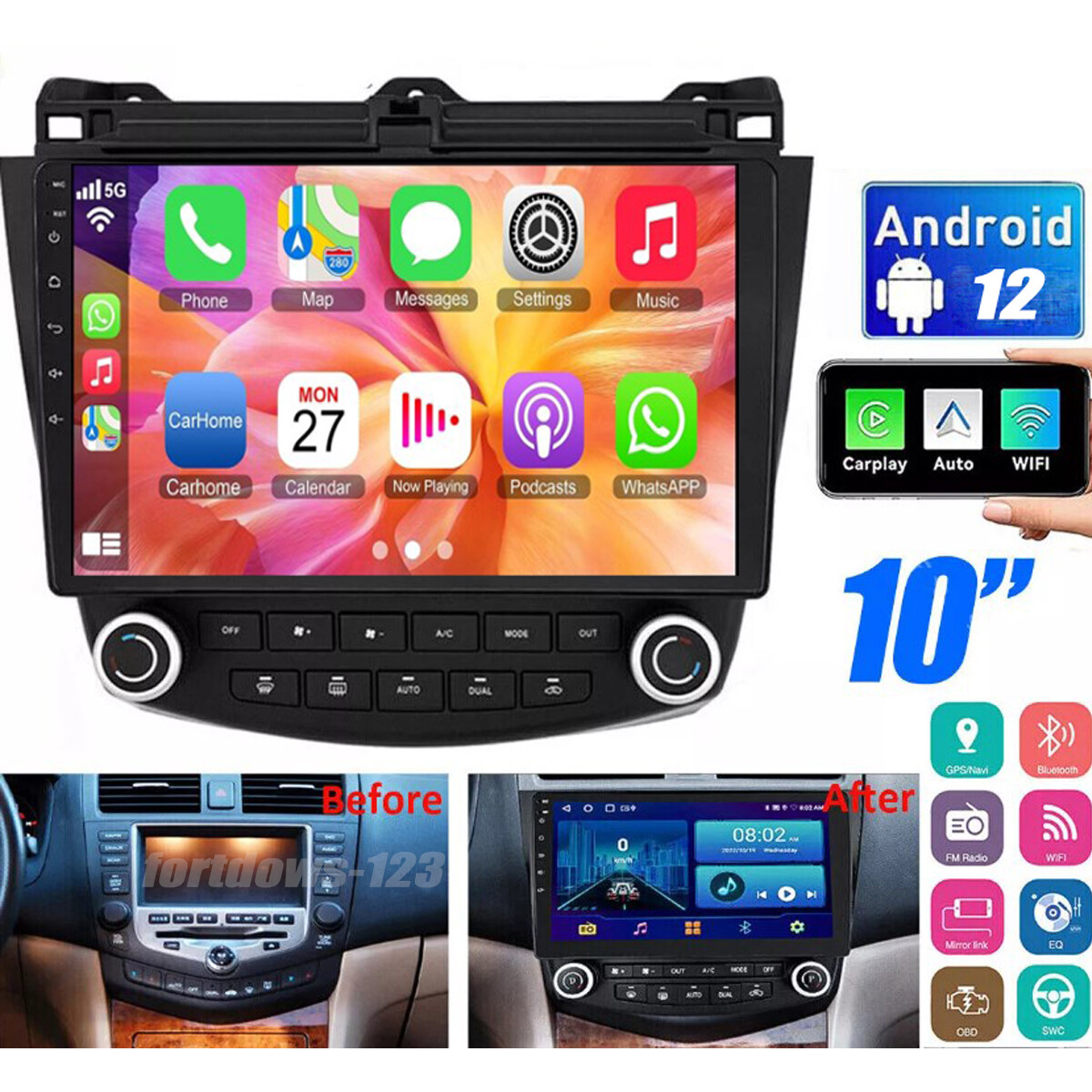 Car Stereo Radio Head Unit For Honda Accord 7 2003-2007 Appl