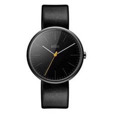 BN0172 Braun gents classic watch - black dial and black leather strap New