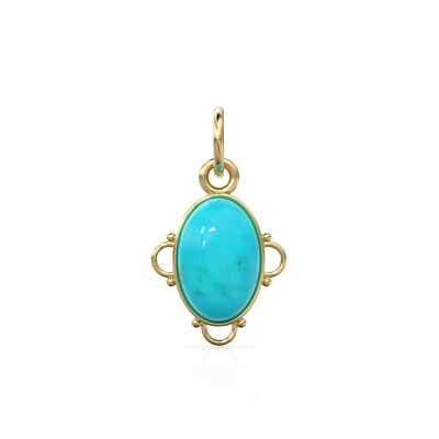 18K Gold Dornröschen Türkis Charm Anhänger Handarbeit Minimalistischer Schmuck