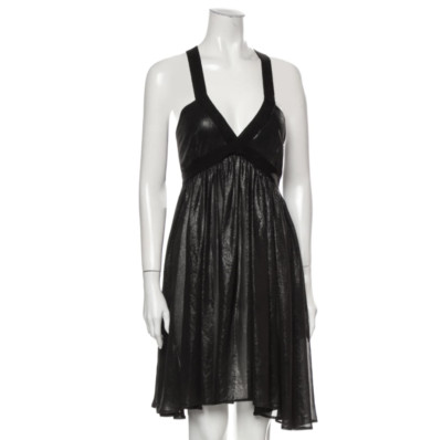 Nanushka Designer V Neck Mini Black Dress Evening Cocktail