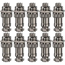 Aviation Plug 8-Pin 16mm Metal Male Female Panel Connector GX16-8Pack of 10