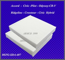 2 x Cabin A/C Air Filter  for 2011  HONDA  Odyssey/CR-V  # 80292-SDA-407  