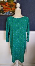 Ann Taylor Loft Sheath Straight Career Dress Green w/ Blue Birds Sz Medium M