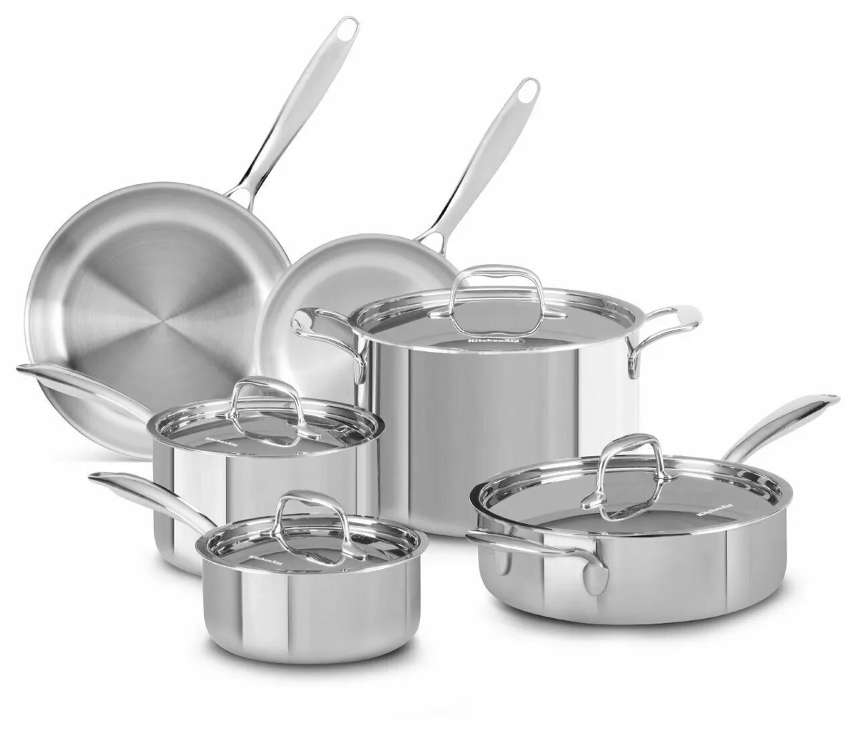 Home Kitchen Appliances KitchenAid Stainless Steel Cookware Set 10 Piece