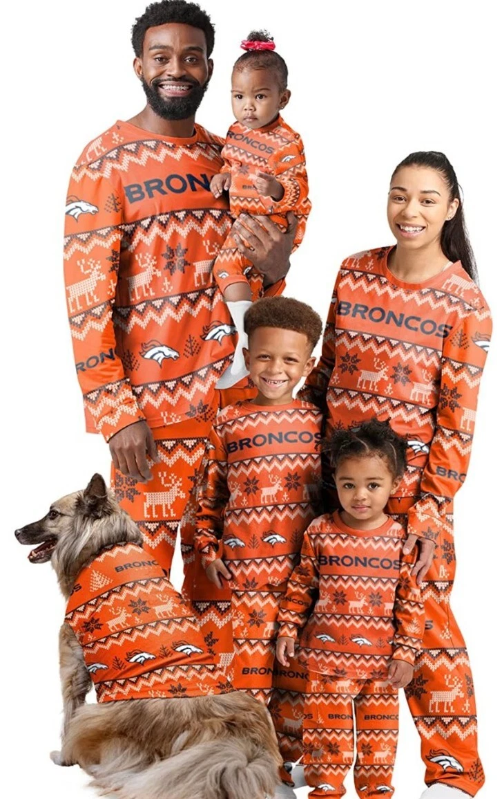 Denver Broncos NFL FOCO Crew Neck Pajama Set Christmas Holiday