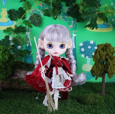 12'' Nude Blythe Doll Grey Curly Hair Joint Body Matte Face Factory-made