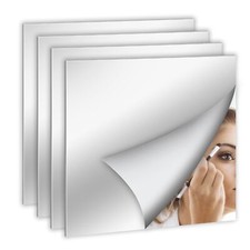 4 Pack Self Adhesive Acrylic Mirror,Flexible Plastic Mirror Sheets Wall Stick...