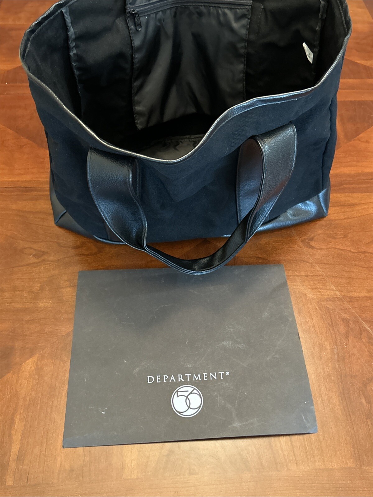 Department 56 Christmas Village Black Canvas Leather Tote Bag Rare Dealer Promo