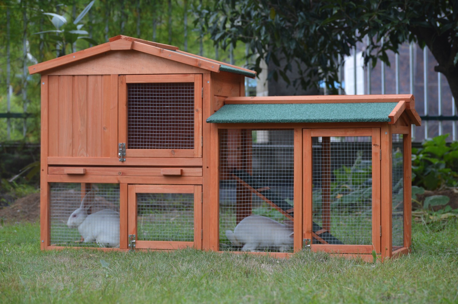 LARGE RABBIT HUTCH & BUILT IN RUN / DELUXE GUINEA PIG HUTCHES PET HOUSE eBay