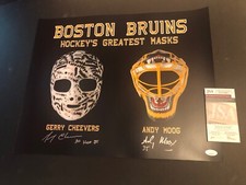 JSA GERRY CHEEVERS & ANDY MOOG SIGNED 16x20 AUTOGRAPHED GREATEST MASKS PHOTO 017