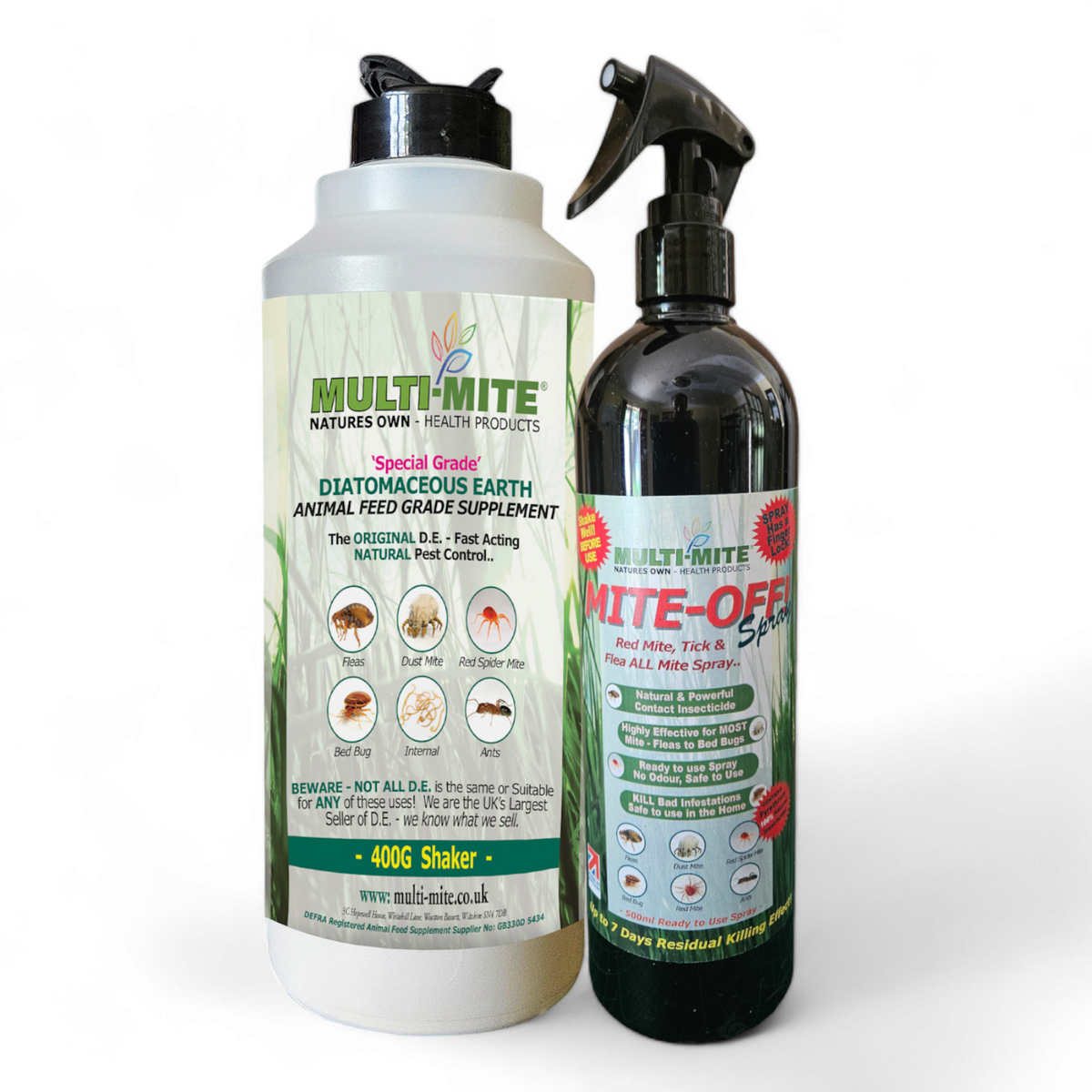 Flea Spray, Red Mite, Ticks Mite Off 400g Shaker 500ML Organic