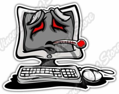 Broken Computer Repair Desktop PC Sick Funny Car Bumper Vinyl Sticker Decal 4.6''