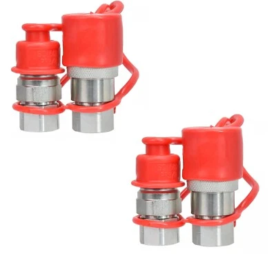 FOREVERUNAUTO 3/8" NPT Flat Face Hydraulic Quick Connect Coupler / Coupling Skid Steer, 2 Sets