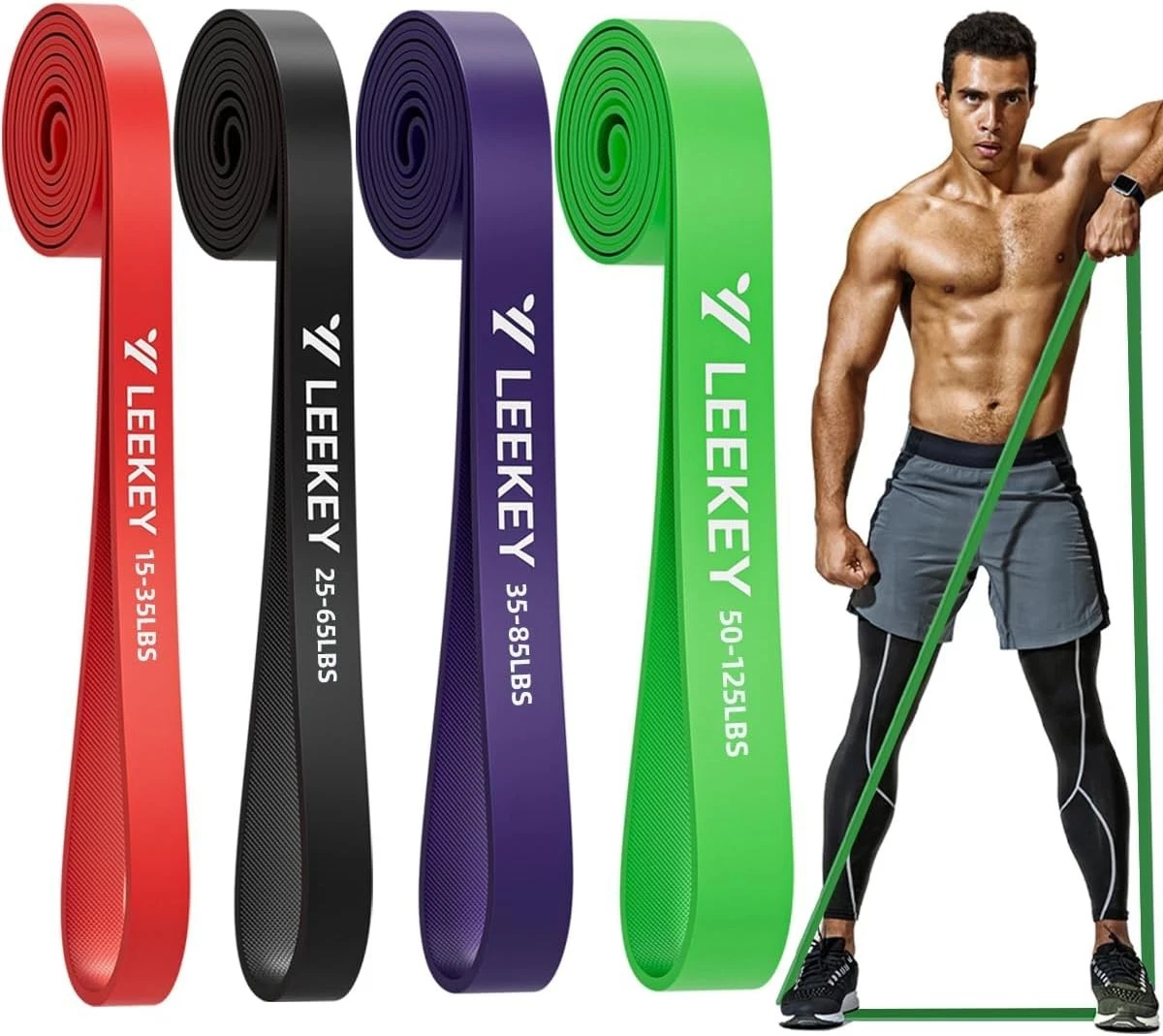 LEEKEY Resistance Bands, Exercise Bands with Handles,Pull Up Assist Bands