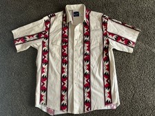 Vtg Wrangler Men  s Western Pearl Snap Button Up Aztec Shirt Southwest XL READ 