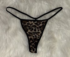 VICTORIA S SECRET Cheetah Sheer G-String Nylon String Bikini Panties S NWOT