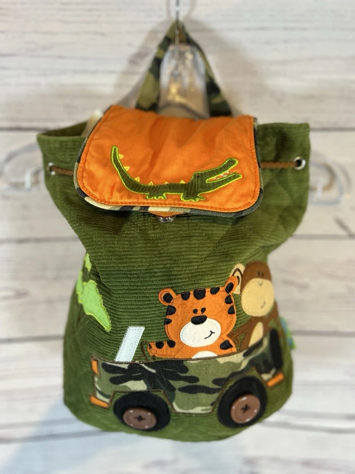 Stephen Joseph Kids Backpack | Green & Orange Animal Safari Design - Image 2 of 4