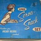 Vintage 1950s Anchor Hocking 8 Piece Serva Snack Set Glass Grapes ORIGINAL BOX