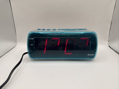VTG Advance Digital Alarm Clock Clear/ Teal Snooze Dimmer Model 4022 Red LED