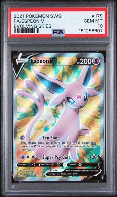 2021 POKEMON SWORD & SHIELD EVOLVING SKIES #179 ESPEON V EVOLVING SKIES PSA 10