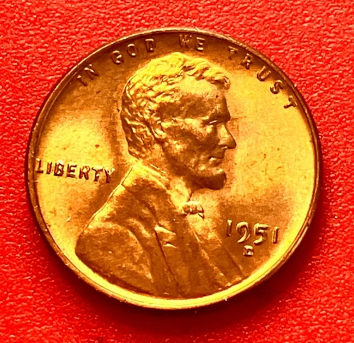 1951-D Lincoln Wheat Cent Penny GEM RED BU From an Original Bank Roll
