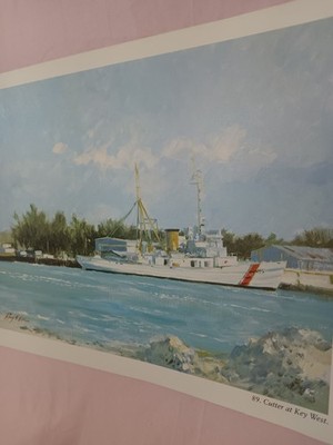 Ray Ellis Art Print Cutter At Key West Boat Florida Signed Reproduction 