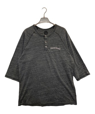 CHROME HEARTS Raglan Henry Neck T-Shirt Grau Größe L