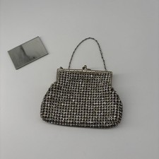 Vintage Czech Rhinestone Evening Bag Purse Handmade Czecho Slovakia w Mirror