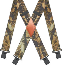 Camo Suspenders for Men 2" Heavy Duty Clips - Adjustable X-Back Braces for Hunti