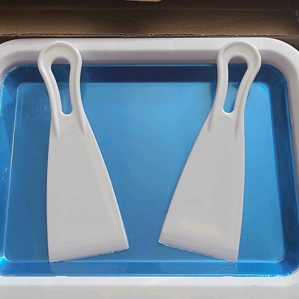Instant Ice Cream Maker SUS 304 Blue & White Tray with 2 Scrapers Portable