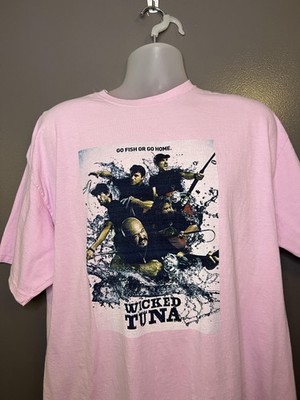 Wicked Tuna Shirt Mens 2XL Pink Go Fish Or Go Home Graphic Tee TV Show Fishing